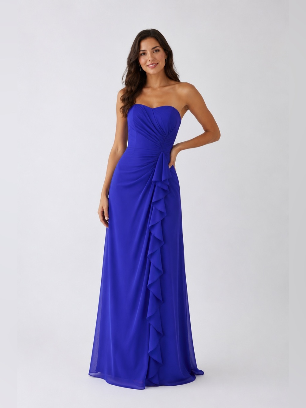 David’s Bridal Royal Blue Strapless Maxi Dress Size 8